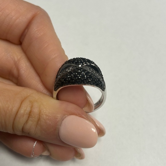 Suzy Levian Sterling Silver Black Blue CZ Pave Ring NWT - Picture 3 of 5